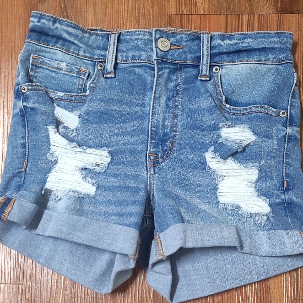 Aeropostale Blue Distressed Jean Shorts